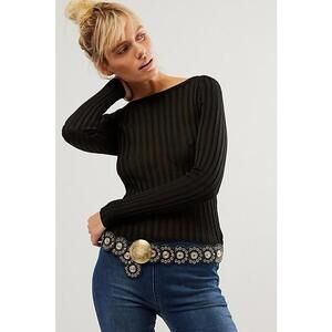 Free People Hits Different Lace Up Long Sleeve Top NWT Open Back Flattering XS